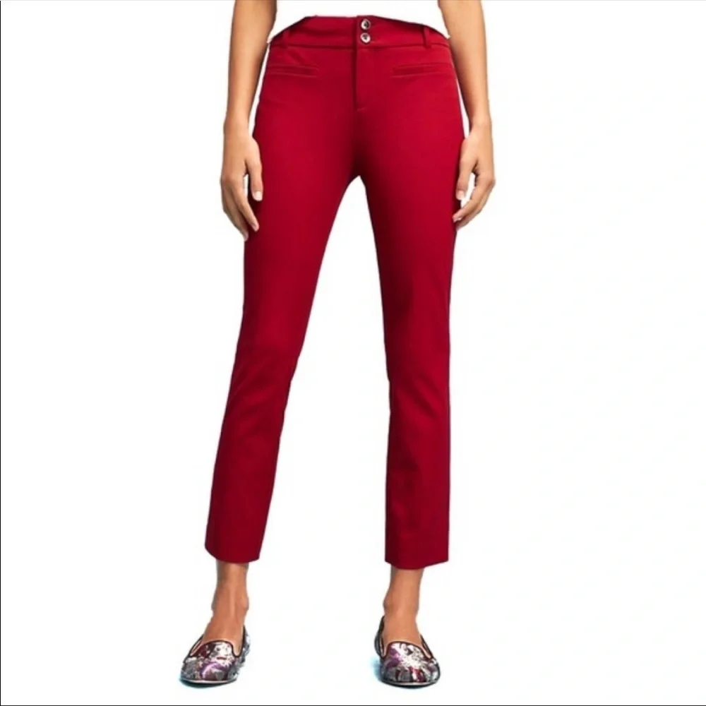 NWT Anthropologie Dark Red Essential Slim Trousers Cropped Pants Sz 6 - Picture 2 of 9